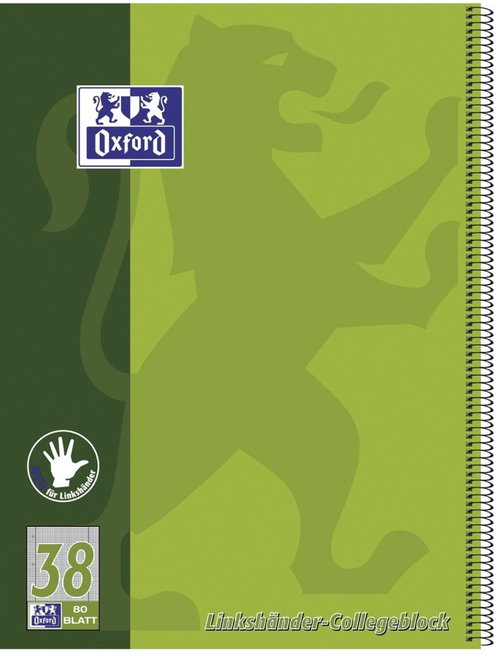 Oxford Collegeblock Lin.38 - A4+, 80 Blatt, 90 g/qm, 4-fach Lochung