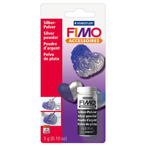 FIMO Metallic-Pulver, silber, 3 g in Glasfläschen