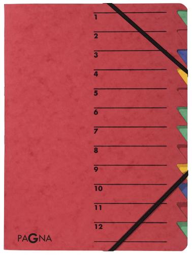 PAGNA Ordnungsmappe ´EASY´, DIN A4, Karton, 12 Fächer, rot