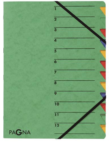 PAGNA Ordnungsmappe ´EASY´, DIN A4, Karton, 12 Fächer, grün