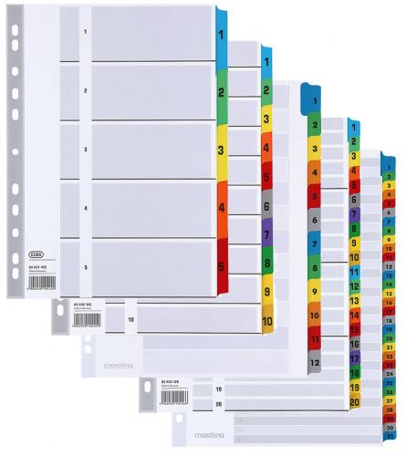 ELBA Mylarkarton-Register, Zahlen, DIN A4, farbig, 12-teilig