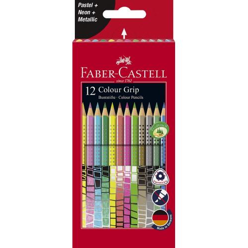 FABER-CASTELL Dreikant-Buntstifte Colour GRIP, 12er Etui