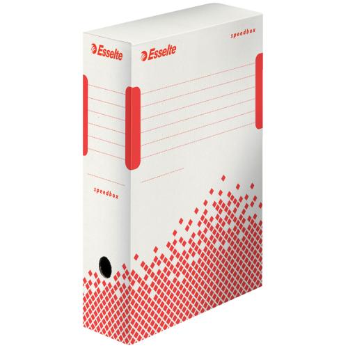 Esselte Archiv-Schachtel SPEEDBOX, DIN A4, weiß/rot,(B)100mm