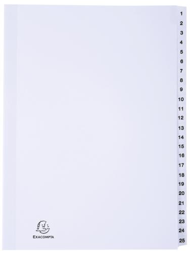 EXACOMPTA Karton-Register 76-100, DIN A4, weiß, 25-teilig